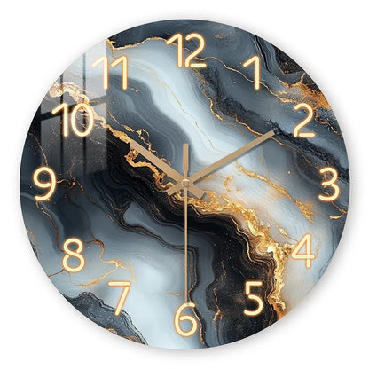 Blue & Gold Marble Wall Clock