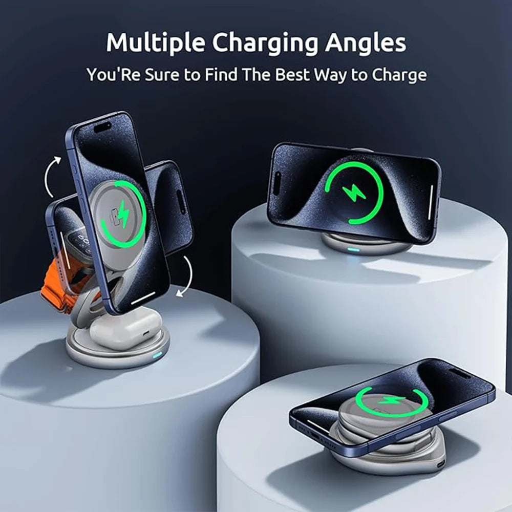 3-in-1 Rotating Magnetic Charger Stand