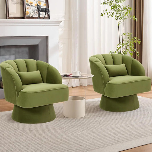Velara Velvet Swivel Barrel Chair