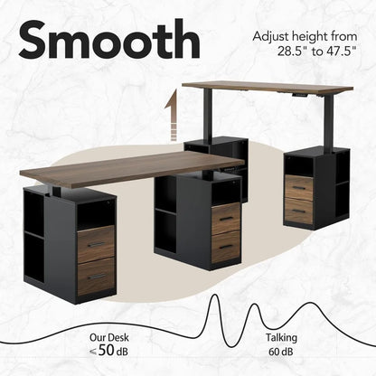 Black Walnut Standing Desk with Drawers