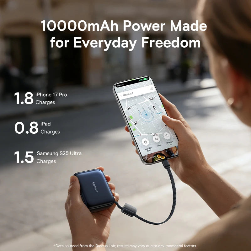 Mini Power Bank with Built-In Cable