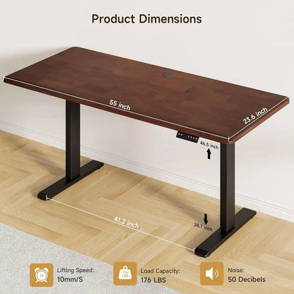 Solid Dark-Stained Wood Standing Desk