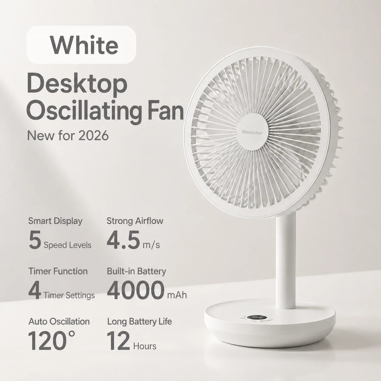 Smart Oscillating Desk Fan