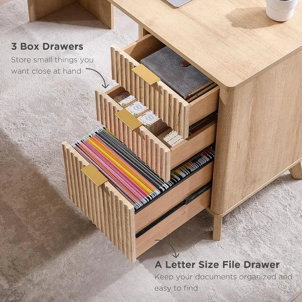 L-Shaped Desk with Charging Station