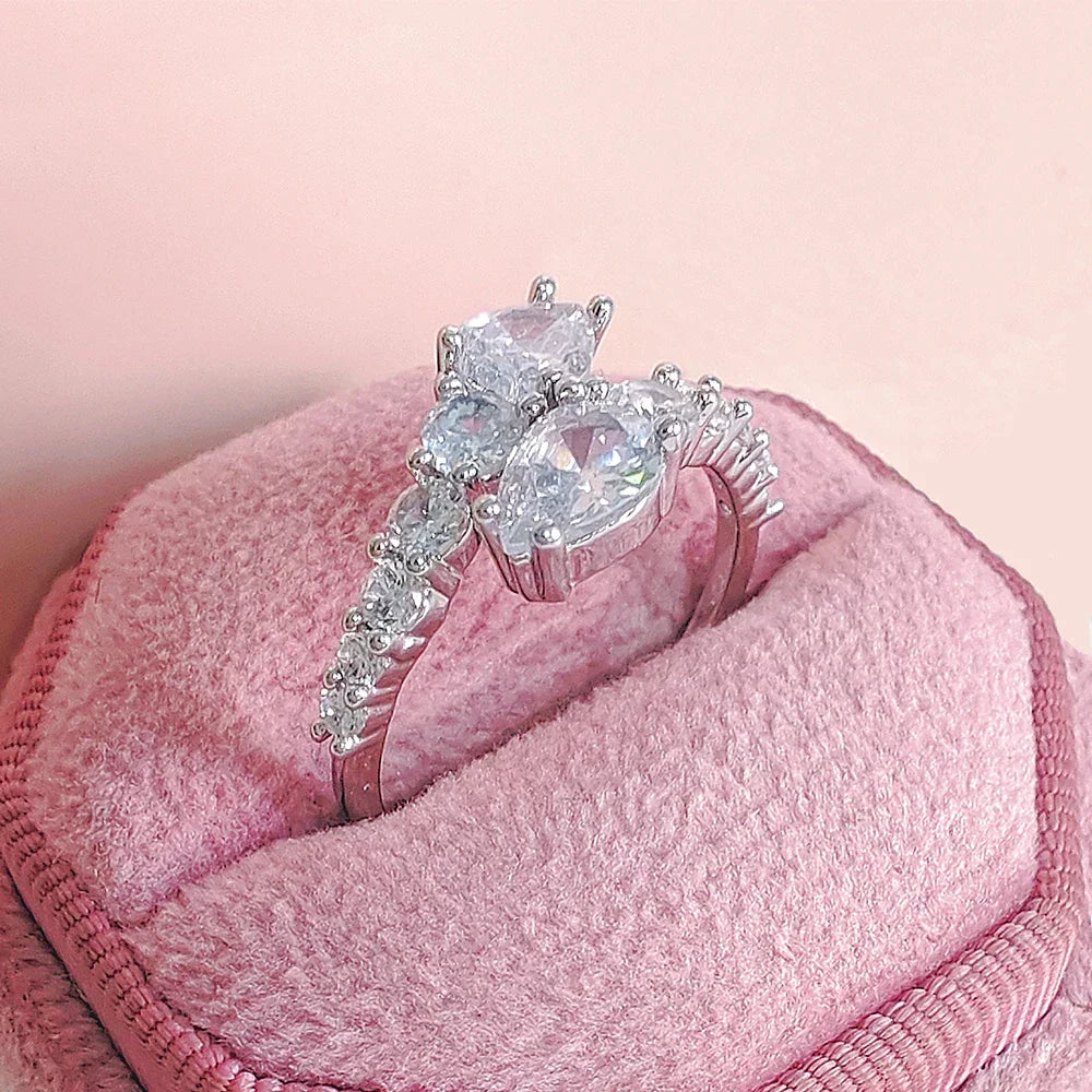 Sparkling CZ Cocktail Ring, Adjustable Fit