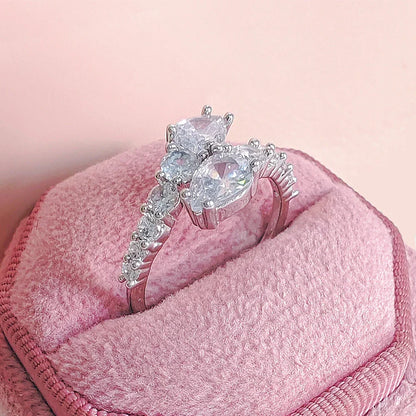 Sparkling CZ Cocktail Ring, Adjustable Fit