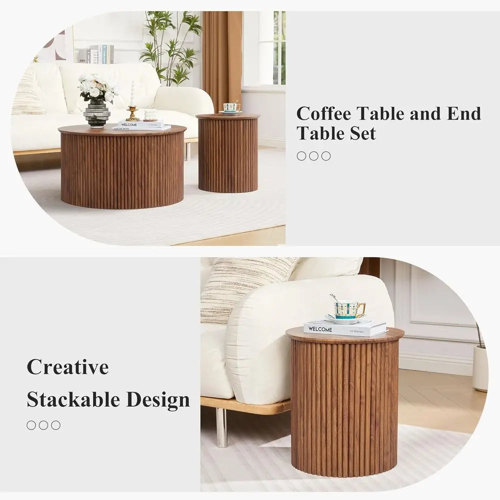 Delacourt Walnut Coffee Table Set