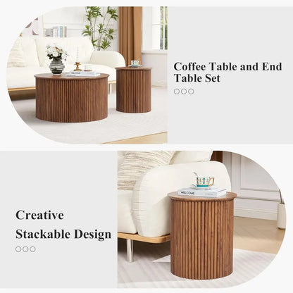 Delacourt Walnut Coffee Table Set