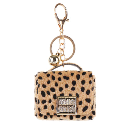 Leopard Print Mini Bag Charm Keychain