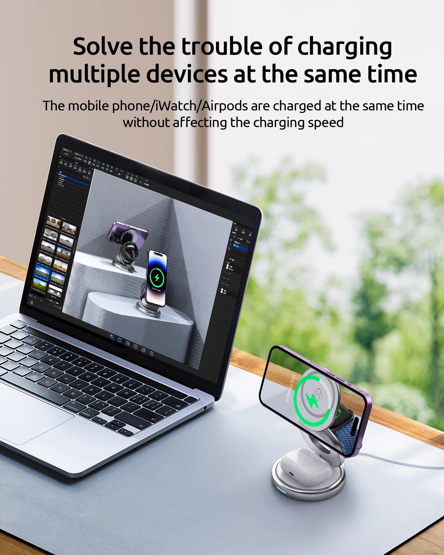 3-in-1 Rotating Magnetic Charger Stand