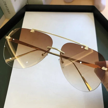 UV-Protective Rimless Aviator Sunglasses