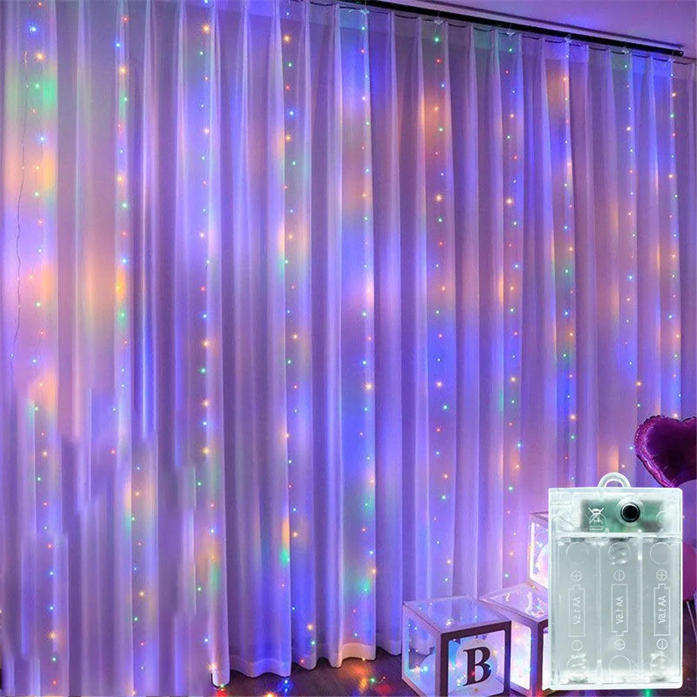 Battery LED Curtain Lights | Warm Fairy Window Garland