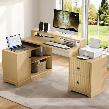 Corner Executive Desk with Monitor Stand