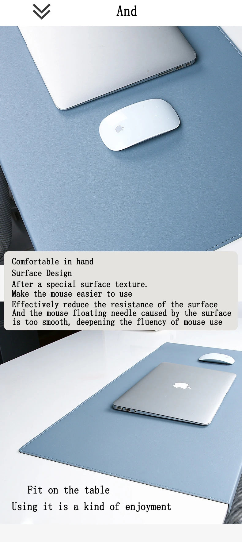 PU Leather Desk Mat with Wrist Support