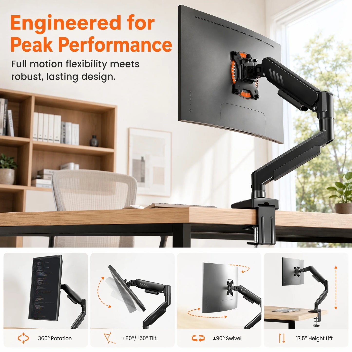 Kyspho Tool-Free Monitor Arm