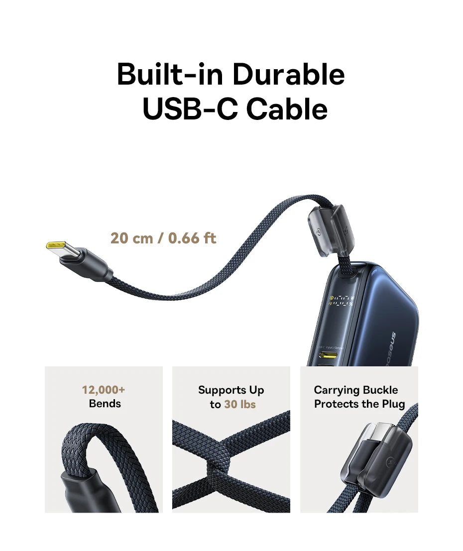 Mini Power Bank with Built-In Cable