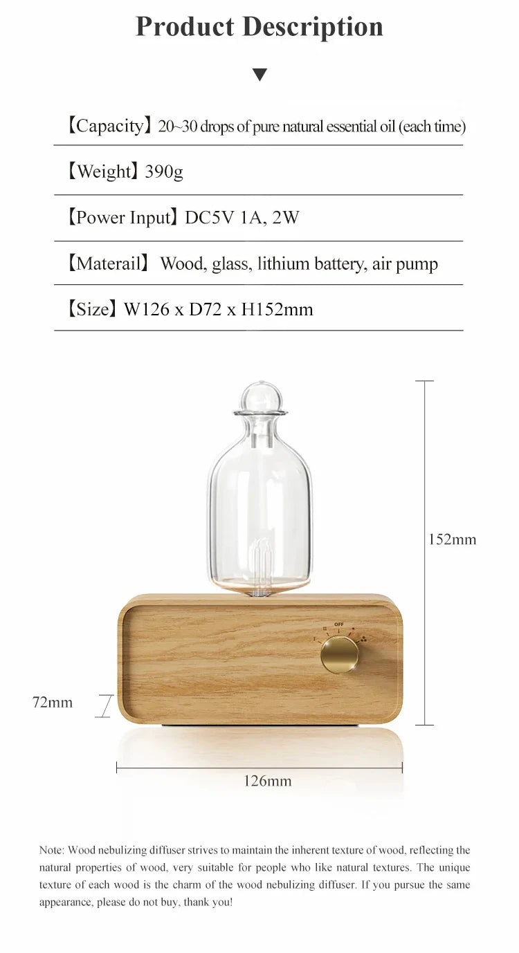 Waterless Nebulizing Essential Oil Diffuser