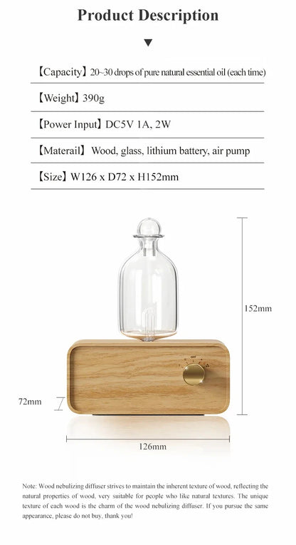 Waterless Nebulizing Essential Oil Diffuser