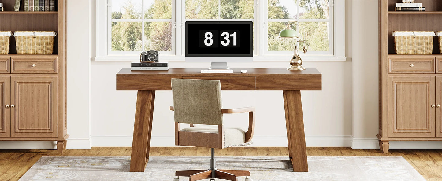 Mid-Century Walnut Farmhouse Desk