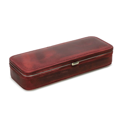 Vintage 3-Slot Leather Pen Case