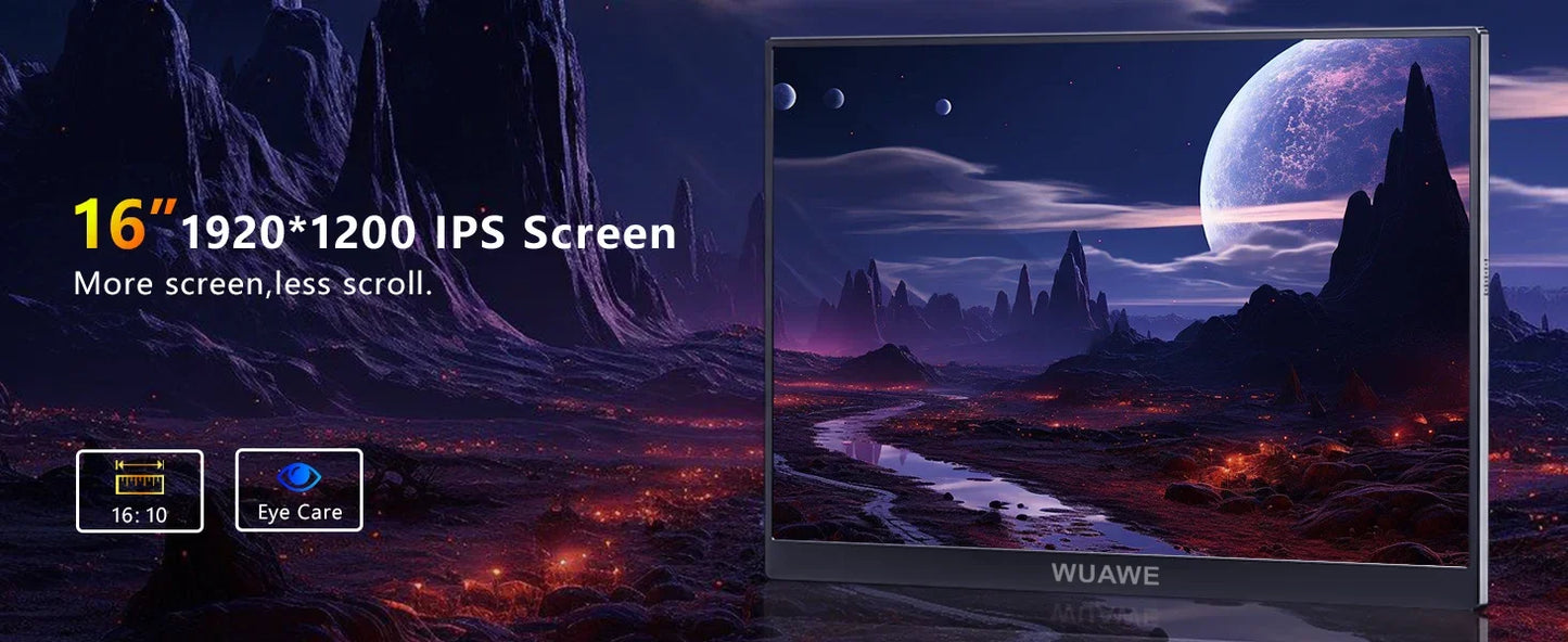 16" 120Hz Portable Monitor 1920x1200 HDR