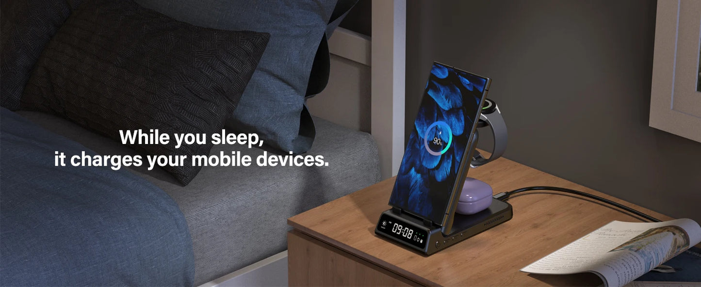 ChronoCharge Foldable 3-in-1 Wireless Charging Station