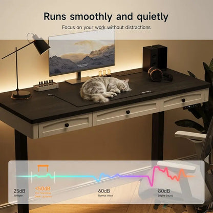 Retro Curved Standing Desk with Storage