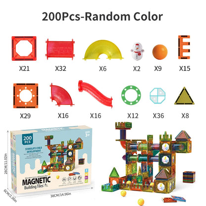 Clear Magnetic Tiles - STEM Marble Run Blocks