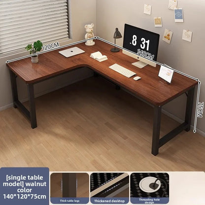 L-Shaped Computer Desk with Storage Shelf