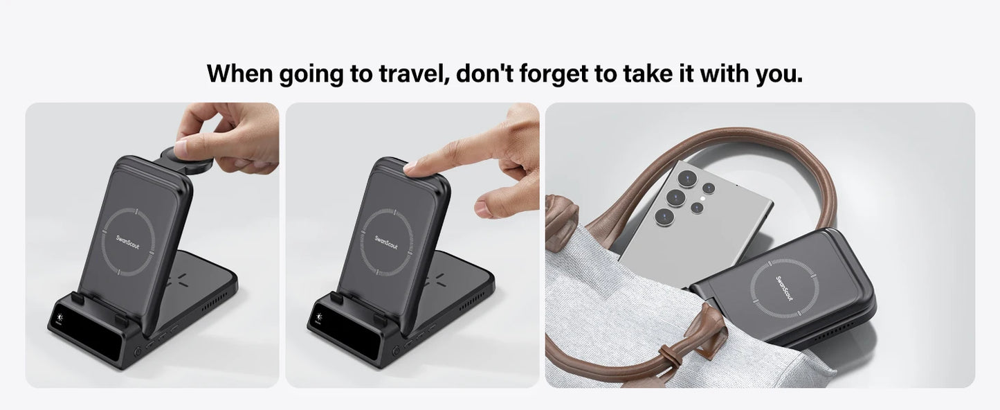 ChronoCharge Foldable 3-in-1 Wireless Charging Station