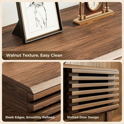 Walnut Sliding-Door Entertainment Center