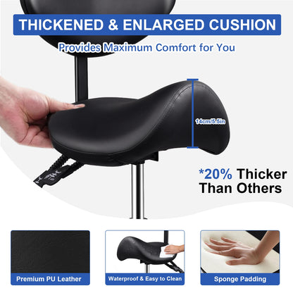 Rolling Saddle Chair with Backrest