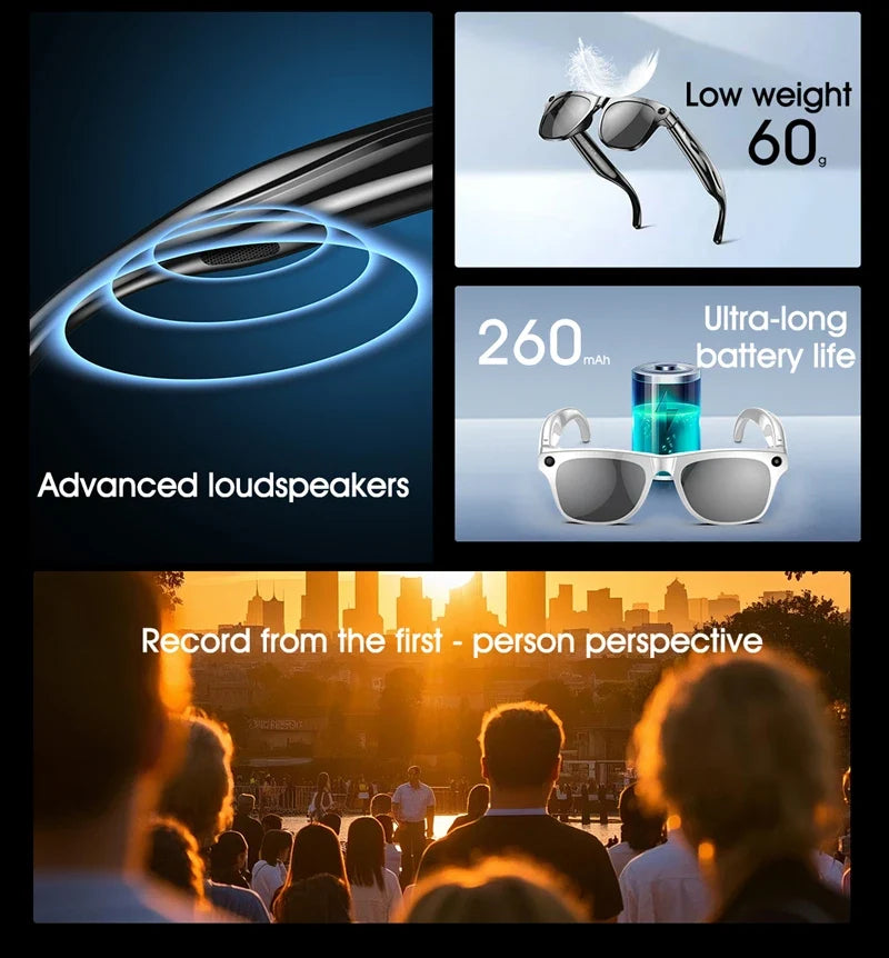 4K AI Smart Glasses with Camera & Translator