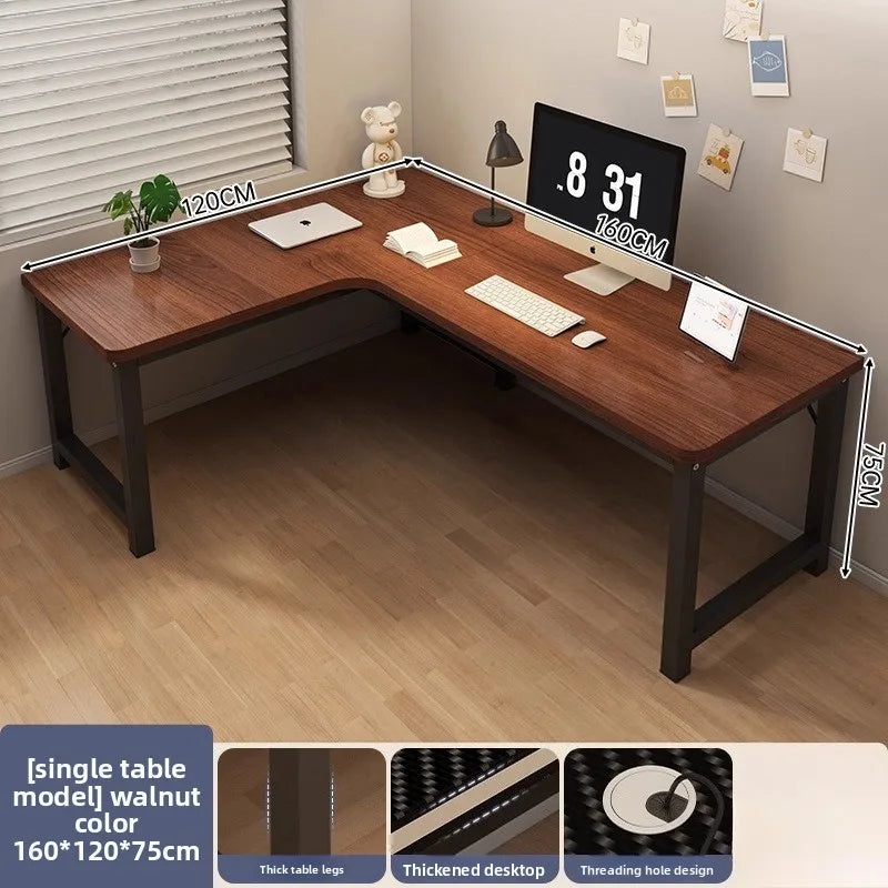 L-Shaped Computer Desk with Storage Shelf