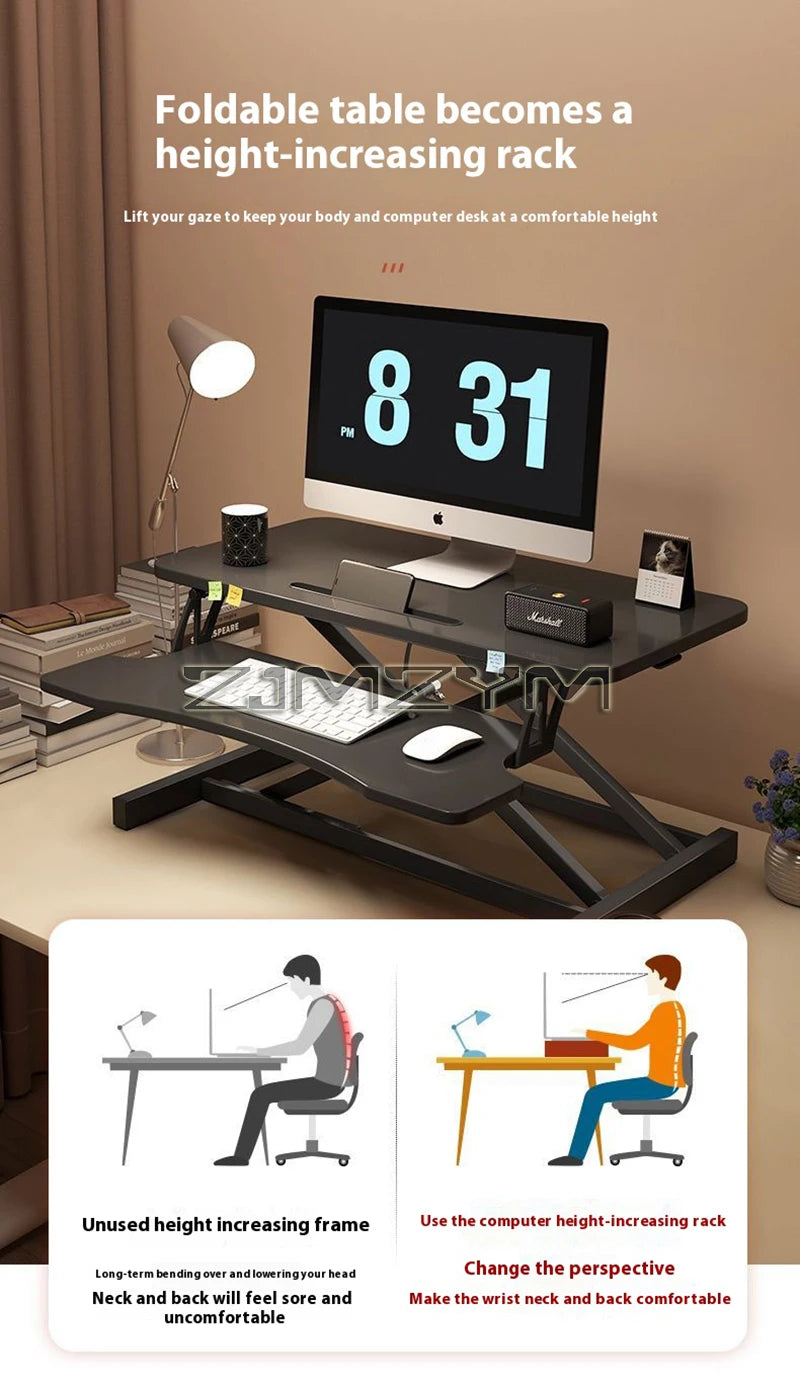 Foldable Laptop Desk with Storage & Keyboard Tray