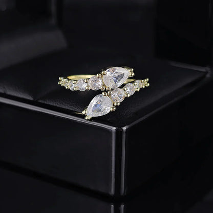 Sparkling CZ Cocktail Ring, Adjustable Fit