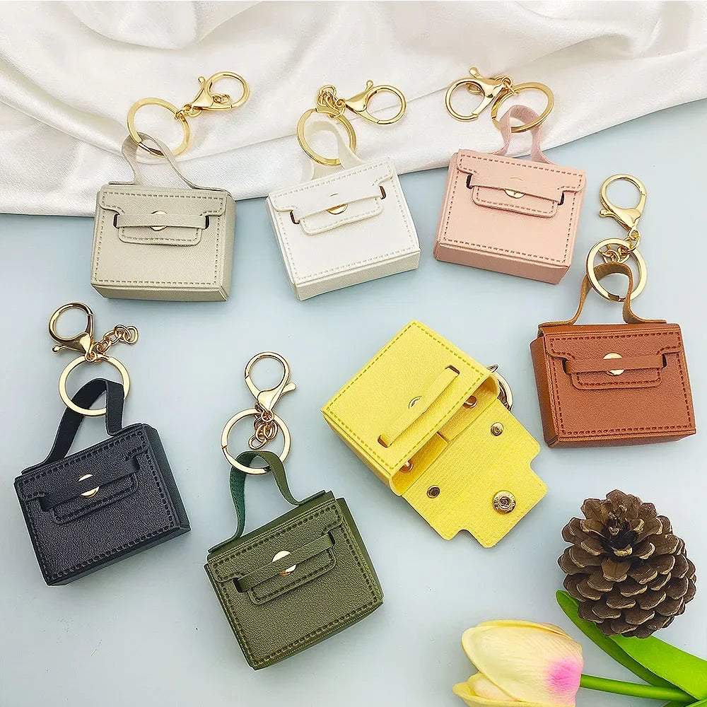 Mini PU Leather Coin Purse Keychain