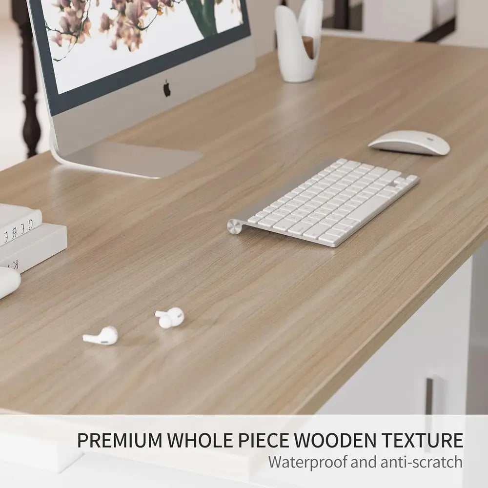 L-Shaped Standing Desk with Cabinet