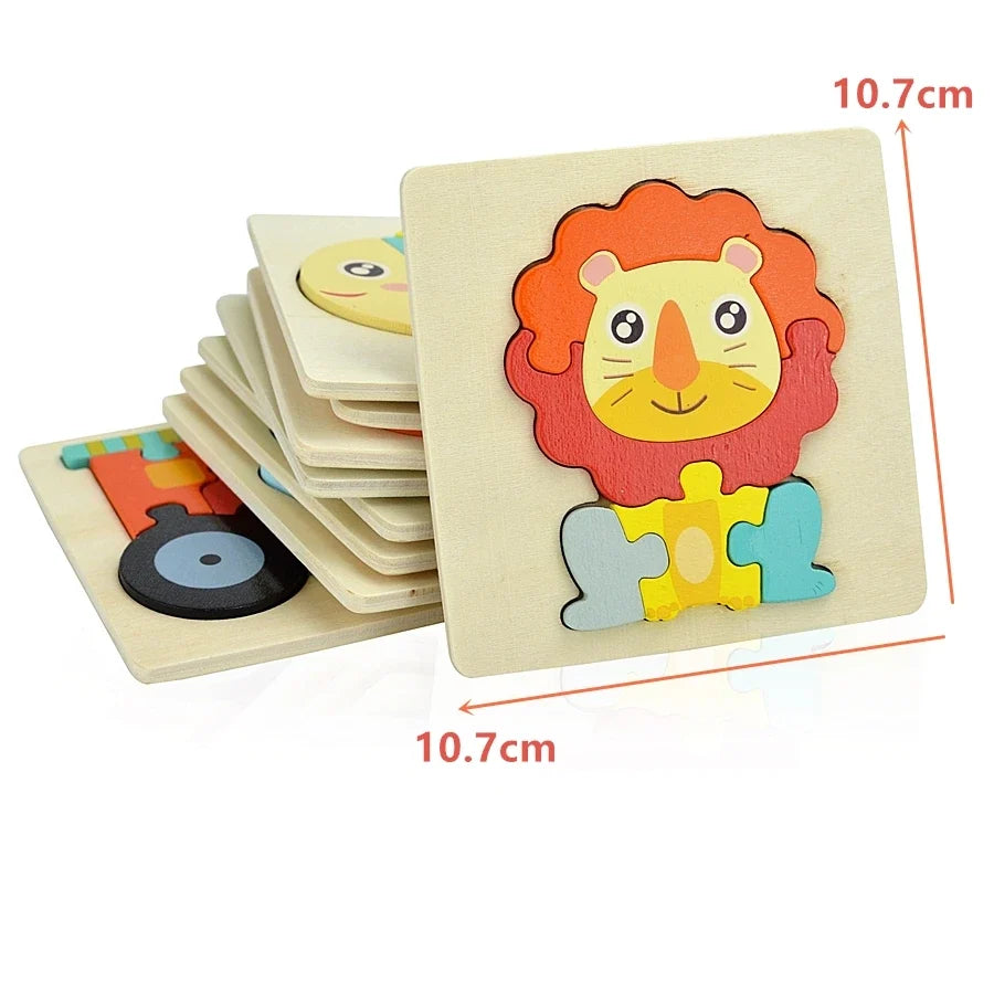 3D Wooden Animal & Vehicle Puzzle Set