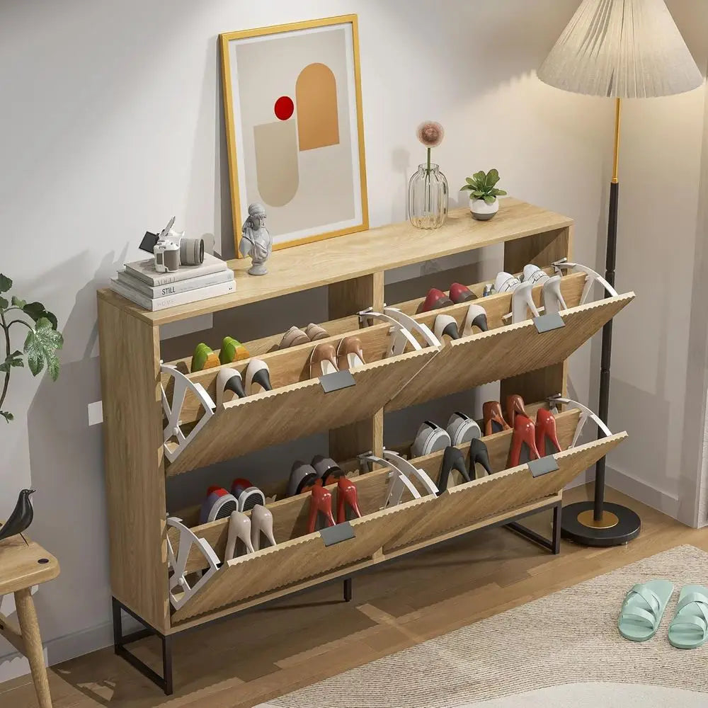 Narrow 4-Door Shoe Rack Cabinet