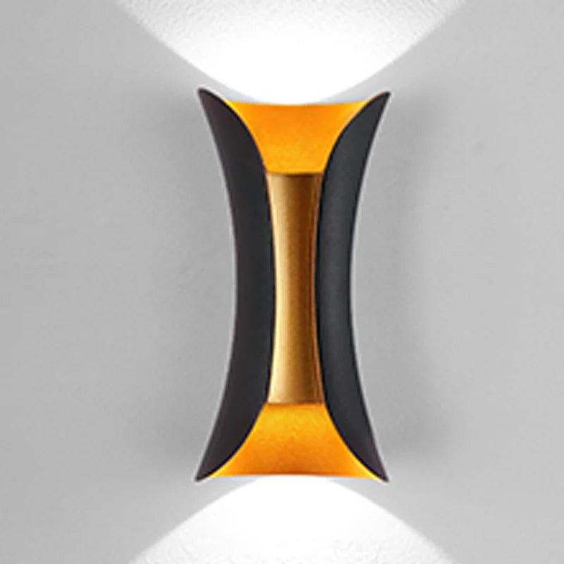 Black & Gold Waterproof LED Wall Light