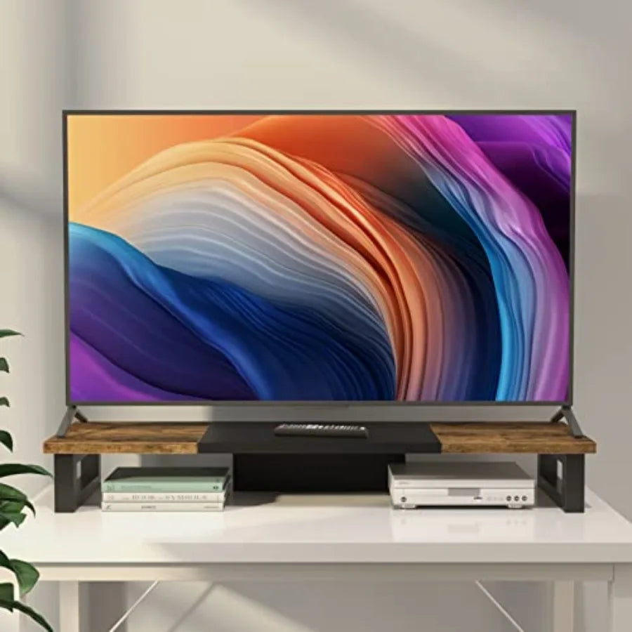 Dual Monitor Stand Riser with Desktop Storage Shelf