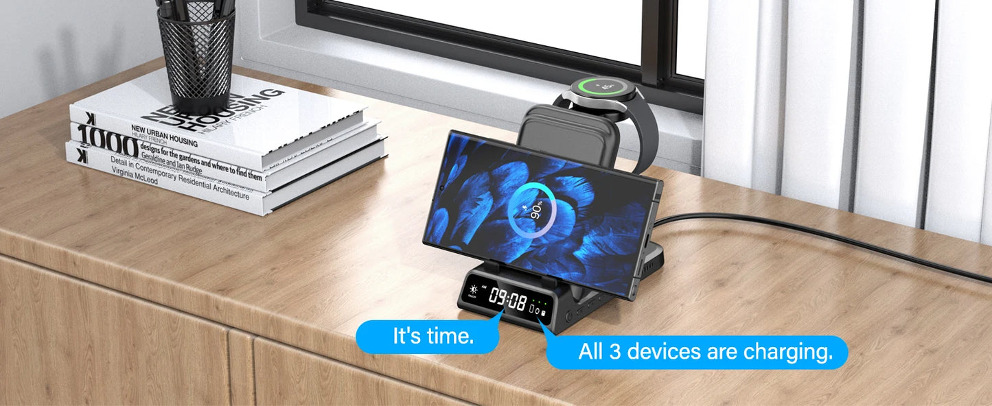 ChronoCharge Foldable 3-in-1 Wireless Charging Station