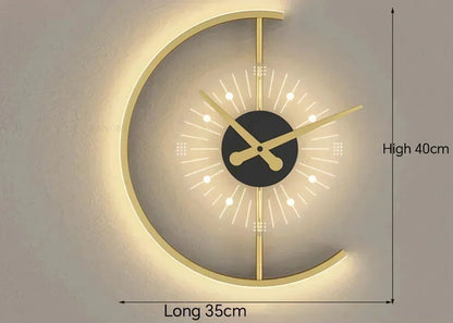 Lunaris Gold LED Wall Clock & Lamp
