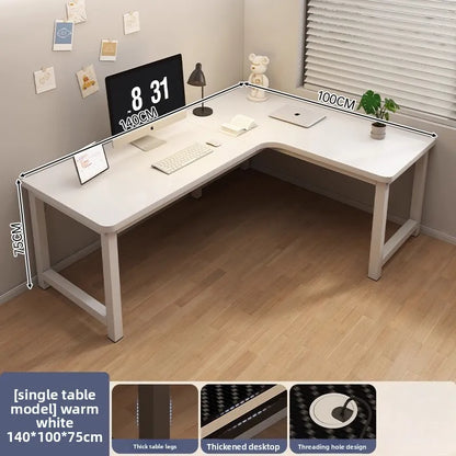 L-Shaped Computer Desk with Storage Shelf