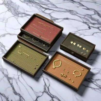 Woven Texture Faux Leather Storage Tray