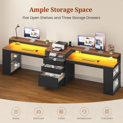 Dual-Person LED Computer Desk