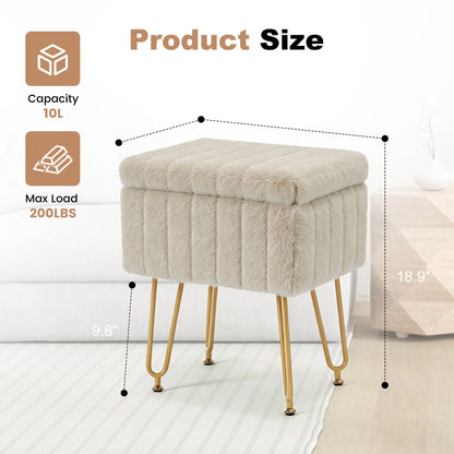 Marlowe Faux Fur Storage Vanity Stool