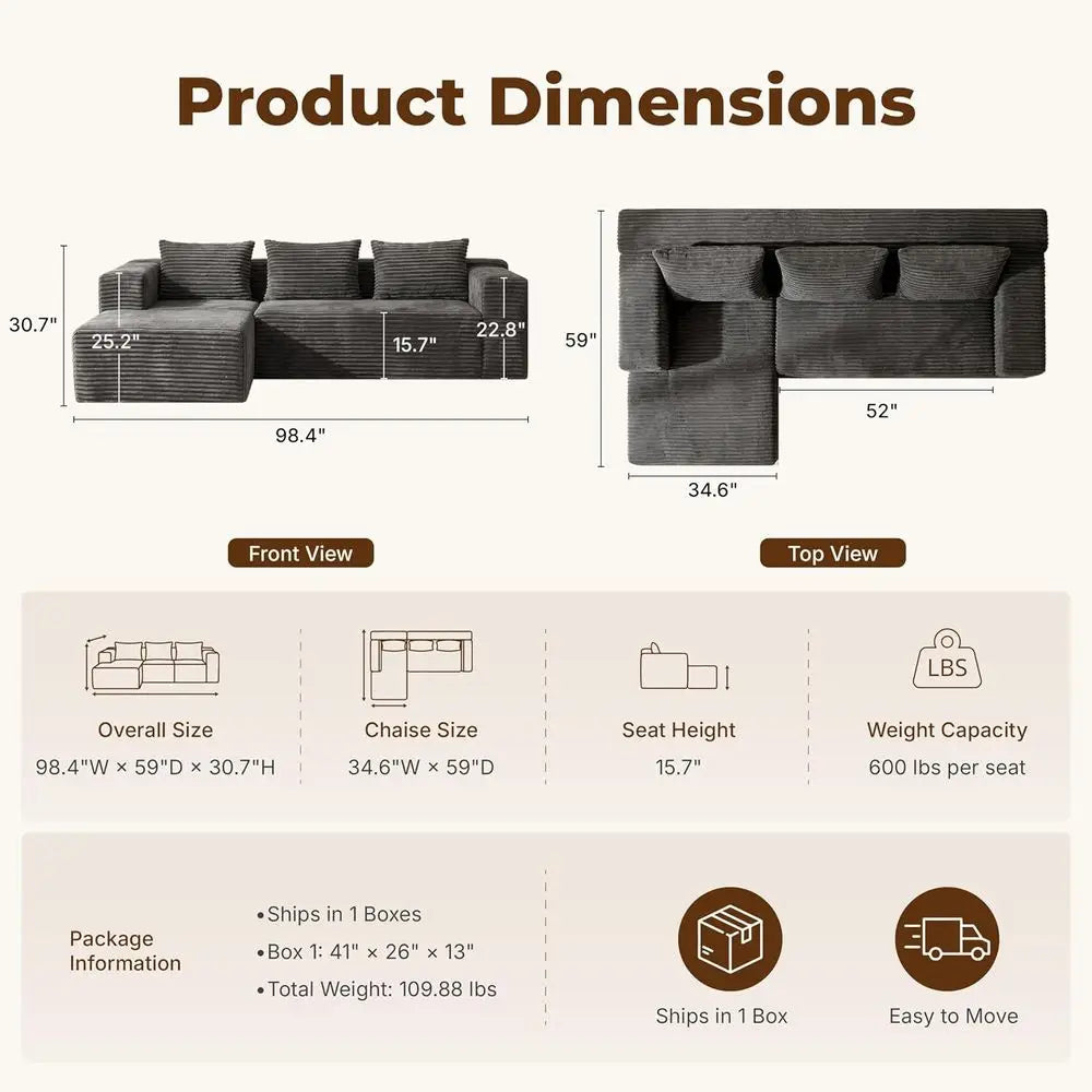 Marlow Deep-Seat Corduroy Sofa