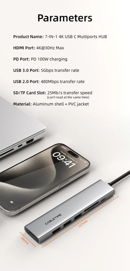 CABLETIME 7-in-1 USB-C Hub
